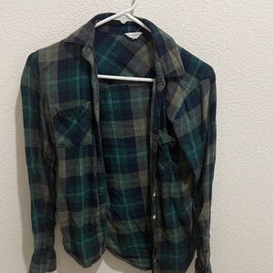 Aeropostale Teal and Navy Plaid Shirt